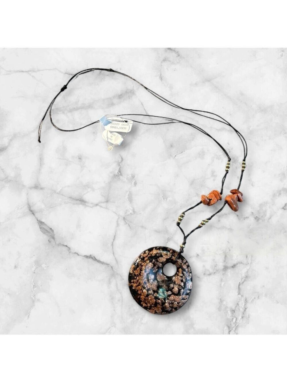 Free People Black and Brown Pendant Necklace NWT